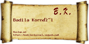 Badila Kornél névjegykártya